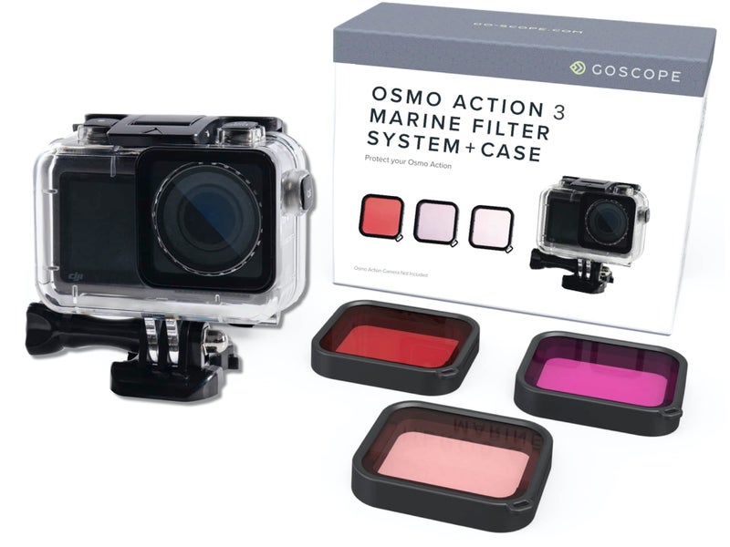 GoScope فلتر أحمر لكاميرا OSMO Action: يتضمن غلاف 60م (196 قدم) و 3 فلاتر - زجاج معزز بتباين مقصوص بالليزر - يتضمن فلتر أحمر، ماجنتا، وفلتر سنوركل [غلاف 60م مع زجاج منخفض الحديد للوضوح] - Image 3